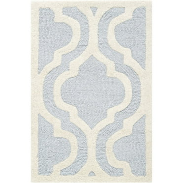 SAFAVIEH Cambridge Kirsten Geometric Wool Area Rug, Light Blue/Ivory, 2' x 3'
