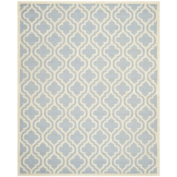 SAFAVIEH Cambridge Kirsten Geometric Wool Area Rug, Light Blue/Ivory, 8' x 10'