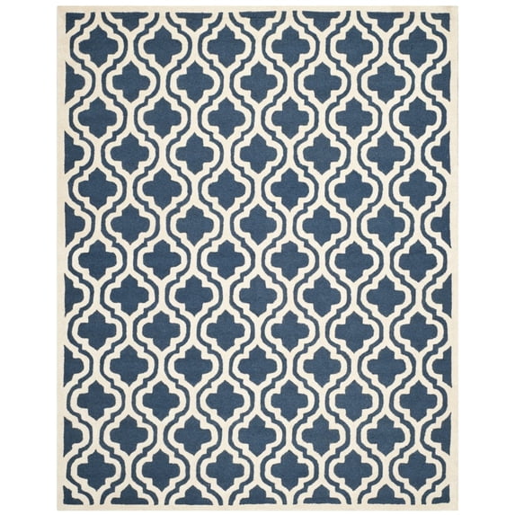 SAFAVIEH Cambridge Kirsten Geometric Wool Area Rug, Navy/Ivory, 11'6" x 16'