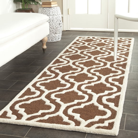 SAFAVIEH Cambridge Kirsten Geometric Wool Runner Rug, Dark Brown/Ivory, 2'6" x 12'