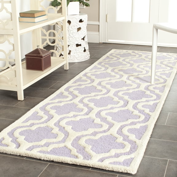 SAFAVIEH Cambridge Kirsten Geometric Wool Runner Rug, Lavender/Ivory, 2'6" x 8'