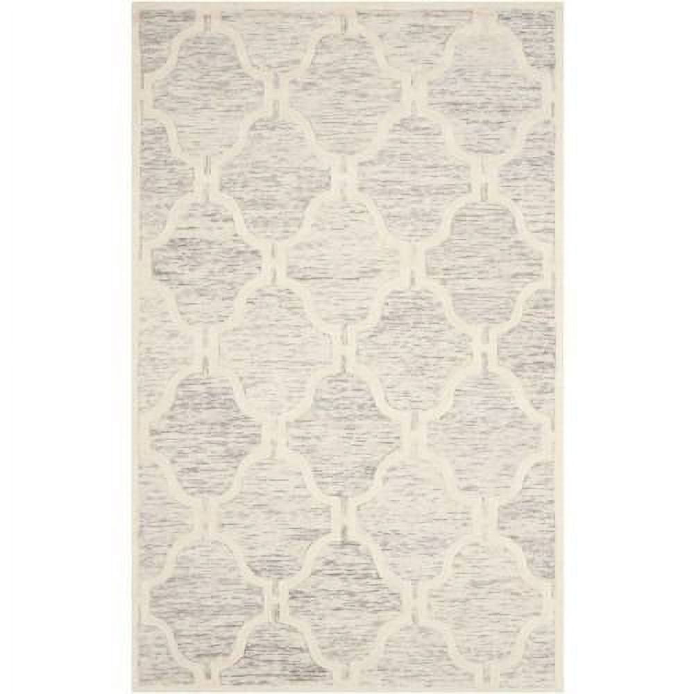 Handmade Cambridge Light Grey & Ivory Wool 3' x 5' Rug