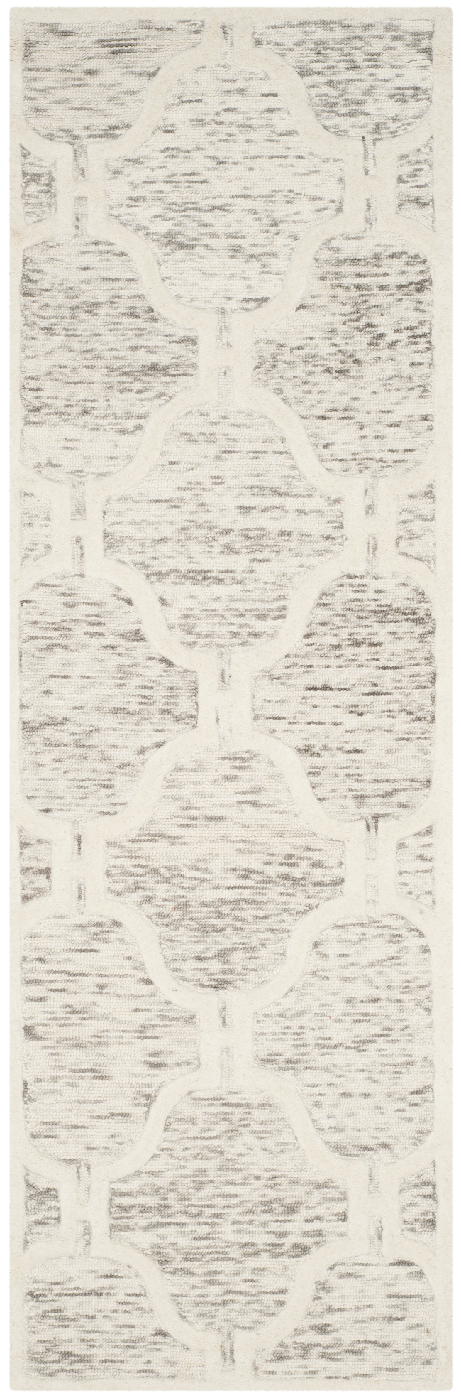 Elegant Light Brown/Ivory Hand-Tufted Wool Runner Rug, 2'6" x 8'