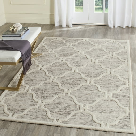 SAFAVIEH Cambridge Kodey Geometric Wool Area Rug, Light Brown/Ivory, 5' x 8'