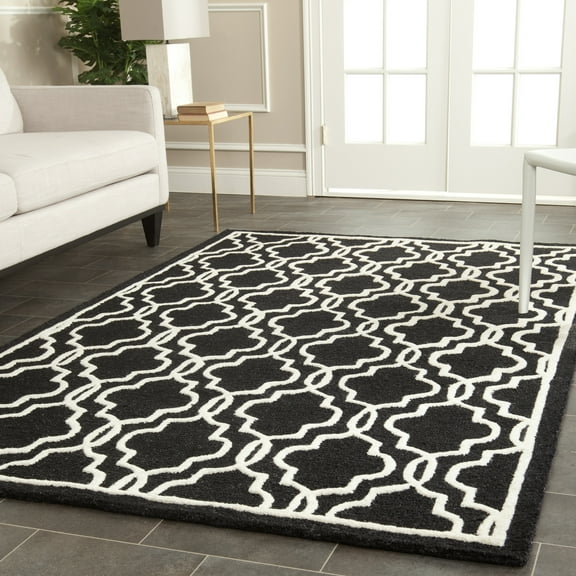 SAFAVIEH Cambridge Kyle Geometric Wool Area Rug, Black/Ivory, 4' x 6'