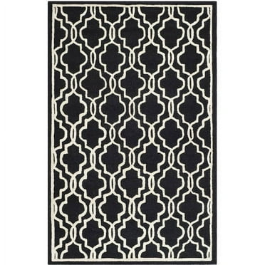 SAFAVIEH Cambridge Kyle Geometric Wool Area Rug, Black/Ivory, 4' x 6'