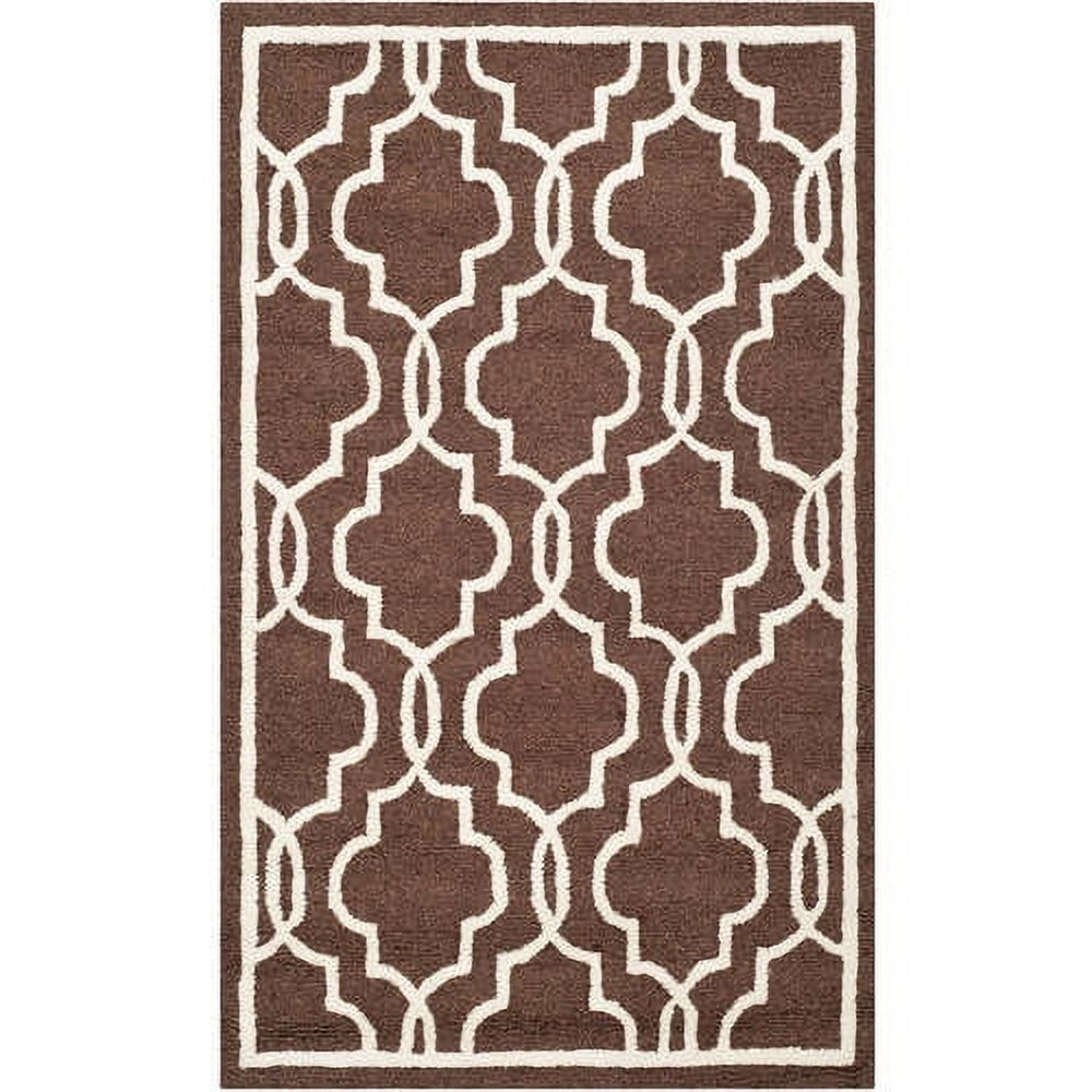 Hand-Tufted Cambridge Elegance Wool Rug, Dark Brown/Ivory, 8' x 10'