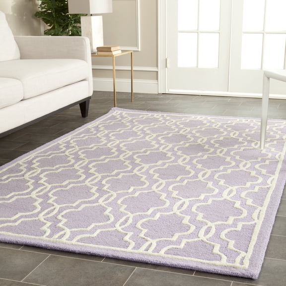 SAFAVIEH Cambridge Kyle Geometric Wool Area Rug, Lavender/Ivory, 2' x 3'