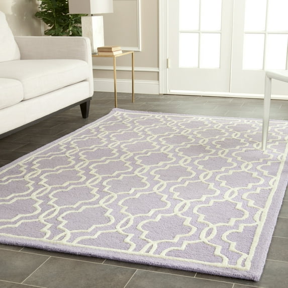 SAFAVIEH Cambridge Kyle Geometric Wool Area Rug, Lavender/Ivory, 4' x 6'