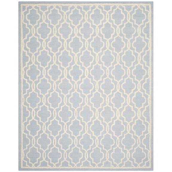 SAFAVIEH Cambridge Kyle Geometric Wool Area Rug, Light Blue/Ivory, 8' x 10'