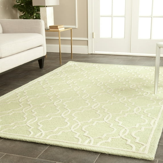 SAFAVIEH Cambridge Kyle Geometric Wool Area Rug, Light Green/Ivory, 2' x 3'
