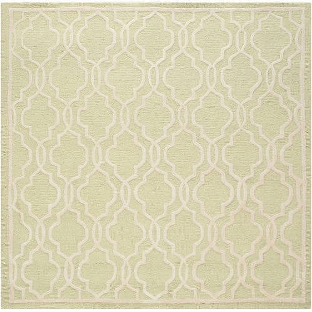 Ivory and Light Green Hand-Tufted Wool Area Rug 3' x 5'