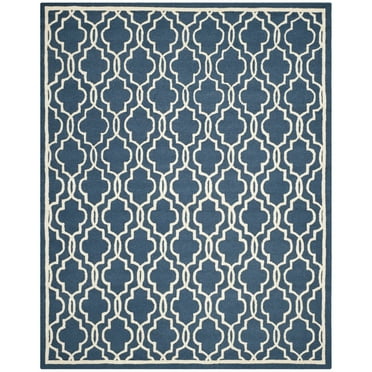 SAFAVIEH Cambridge Kyle Geometric Wool Area Rug, Navy/Ivory, 2'6" x 4'