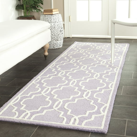 SAFAVIEH Cambridge Kyle Geometric Wool Runner Rug, Lavender/Ivory, 2'6" x 12'