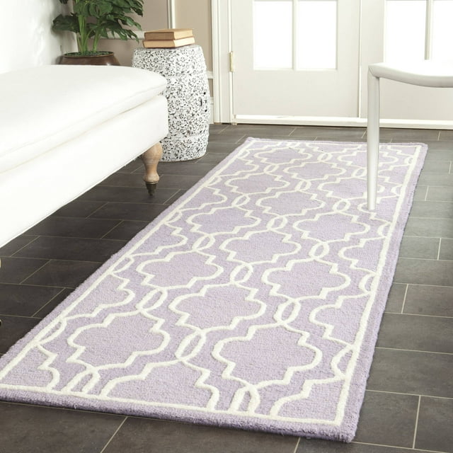 SAFAVIEH Cambridge Kyle Geometric Wool Runner Rug, Lavender/Ivory, 2'6" x 8'