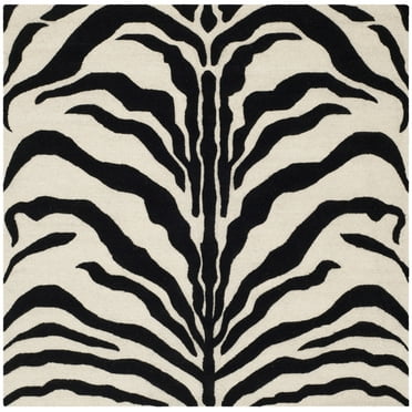 SAFAVIEH Cambridge Leah Geometric Wool Area Rug, Ivory/Black, 6' x 6' Square