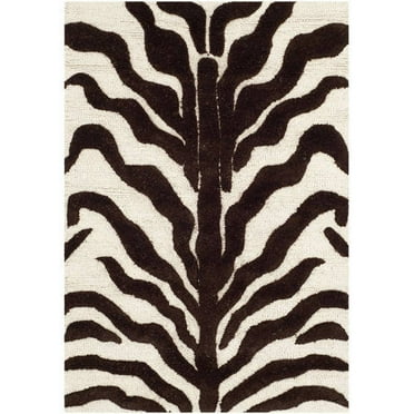 SAFAVIEH Cambridge Leah Animal Stripes Wool Area Rug, Ivory/Brown, 3' x 5'