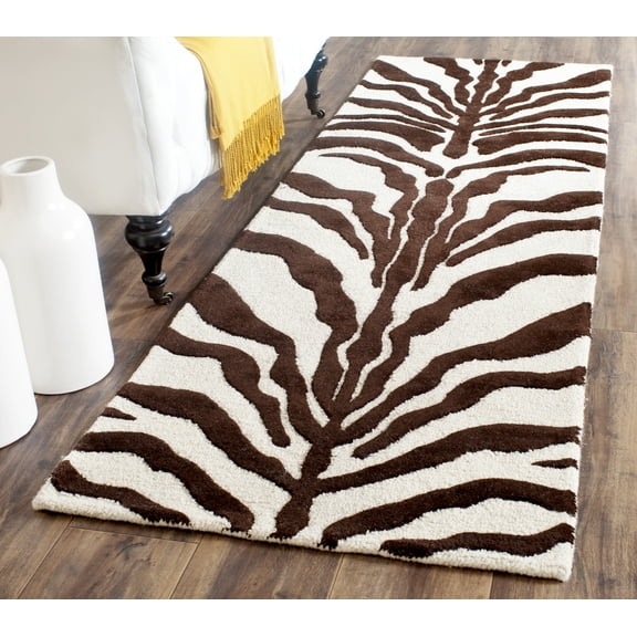 SAFAVIEH Cambridge Leah Geometric Wool Runner Rug, Ivory/Brown, 2'6" x 8'