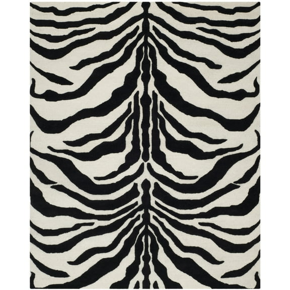 SAFAVIEH Cambridge Leah Geometric Wool Area Rug, Ivory/Black, 5' x 8'