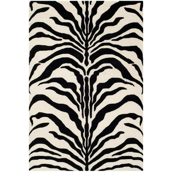 SAFAVIEH Cambridge Leah Geometric Wool Area Rug, Ivory/Black, 6' x 9'
