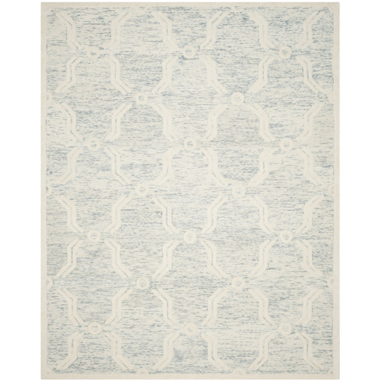 Elegant Hand-Tufted Wool Round Area Rug in Light Blue & Ivory, 8' x 10'