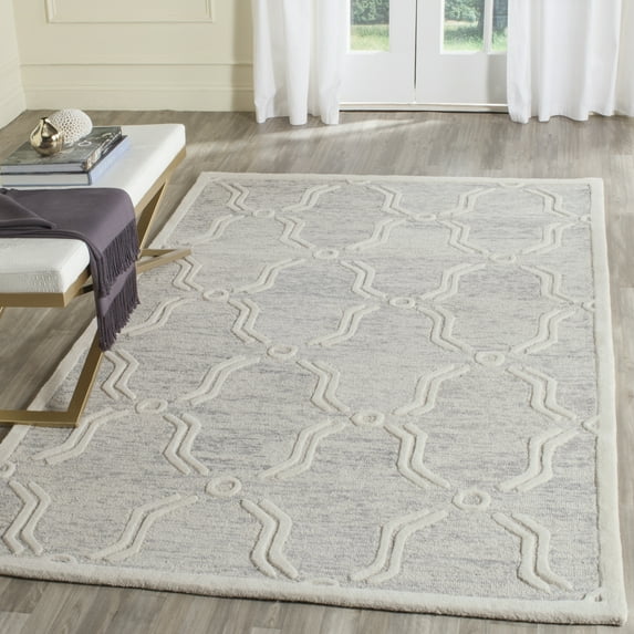 SAFAVIEH Cambridge Leland Geometric Wool Area Rug, Light Gray/Ivory, 2' x 3'