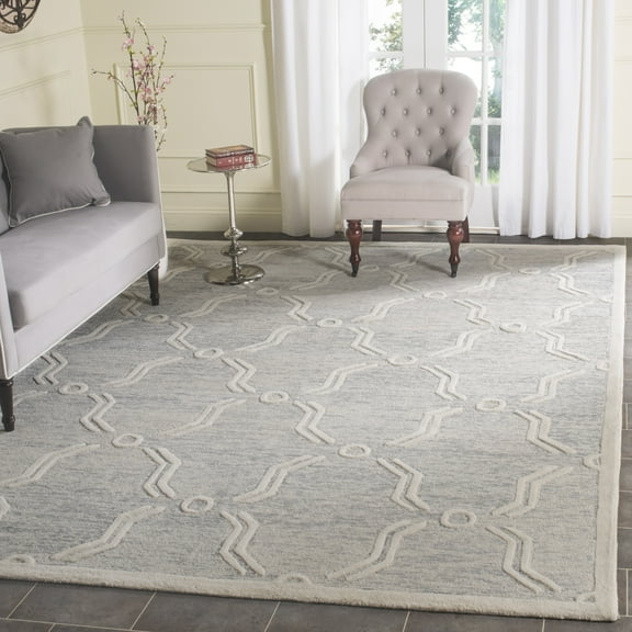 SAFAVIEH Cambridge Leland Geometric Wool Area Rug, Light Gray/Ivory, 8' x 10'