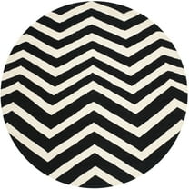 SAFAVIEH Cambridge Leon Geometric Wool Area Rug, Black/Ivory, 6' x 6' Round