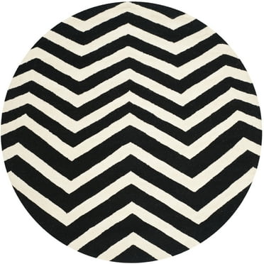 SAFAVIEH Cambridge Leon Geometric Wool Area Rug, Black/Ivory, 6' x 6' Round