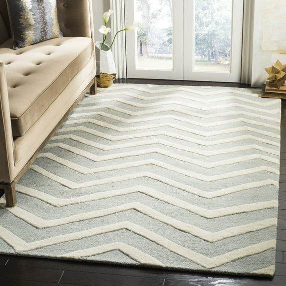 SAFAVIEH Cambridge Leon Geometric Wool Area Rug, Gray/Ivory, 3' x 5'