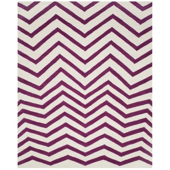 SAFAVIEH Cambridge Leon Geometric Wool Area Rug, Ivory/Fuchsia, 2' x 3'