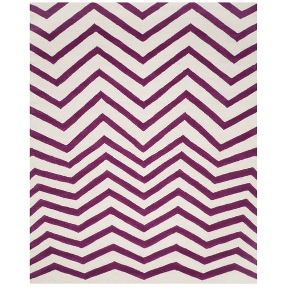 SAFAVIEH Cambridge Leon Geometric Wool Area Rug, Ivory/Fuchsia, 4' x 6'