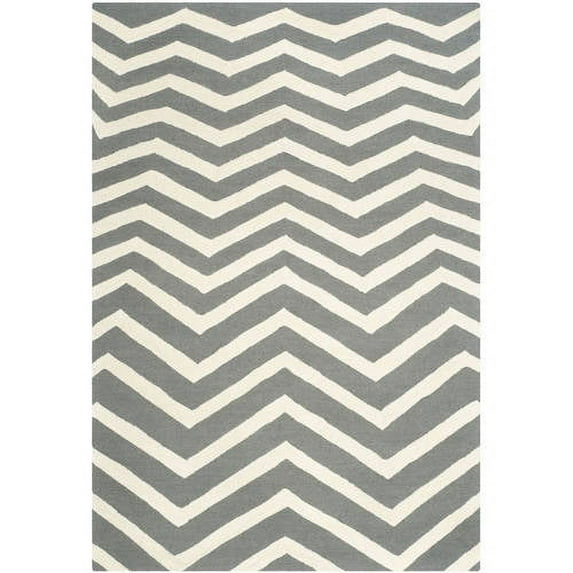 SAFAVIEH Cambridge Leon Geometric Wool Area Rug, Dark Gray/Ivory, 6' x 9'