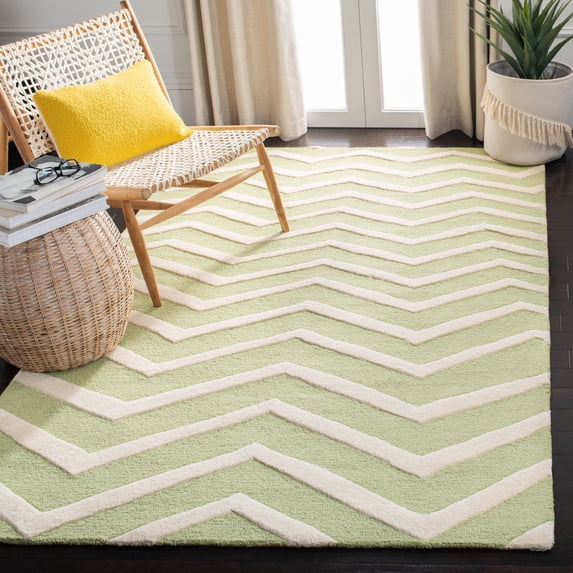 SAFAVIEH Cambridge Leon Geometric Wool Area Rug, Green/Ivory, 6' x 6' Square