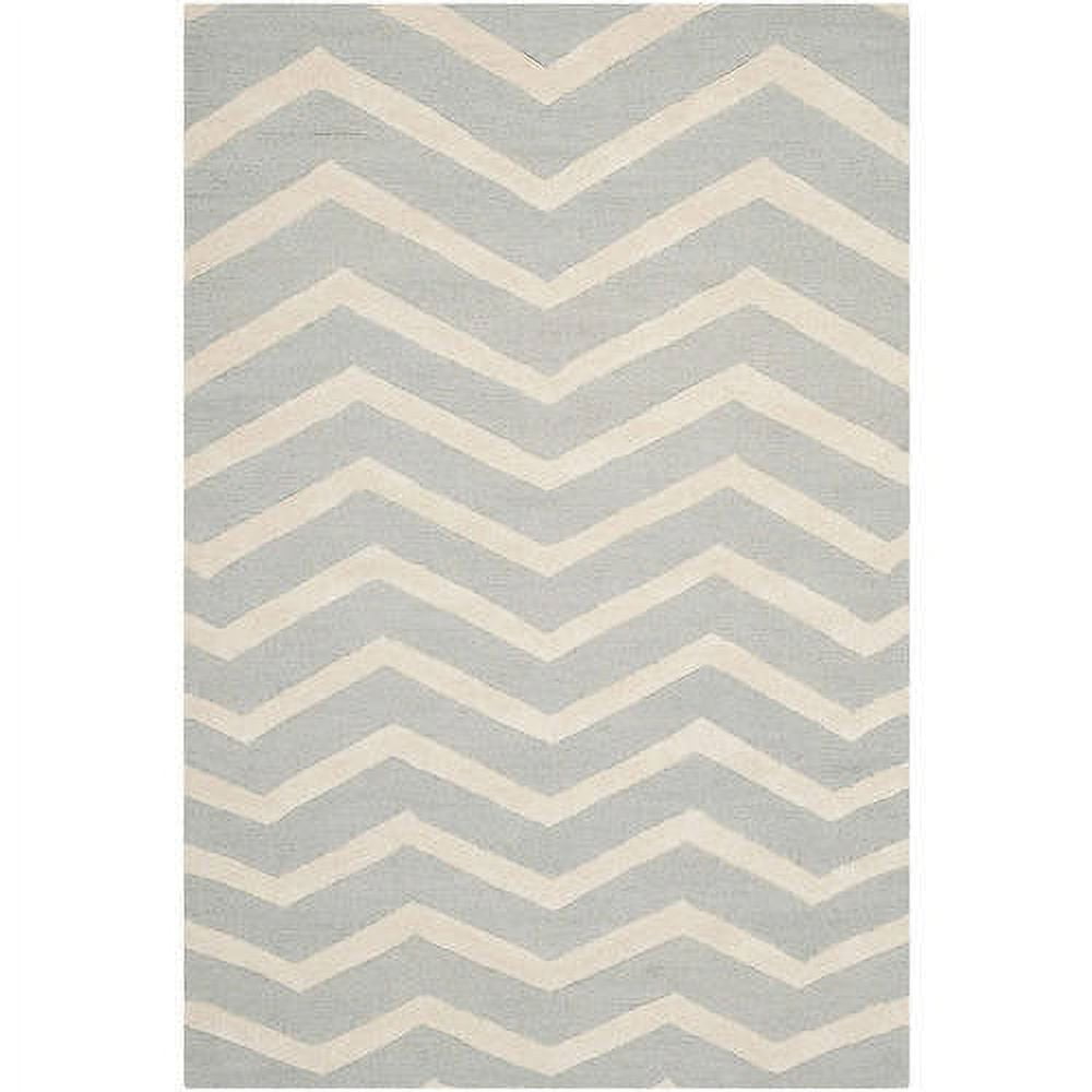 Hand-Tufted Grey/Ivory Wool 6' Square Area Rug