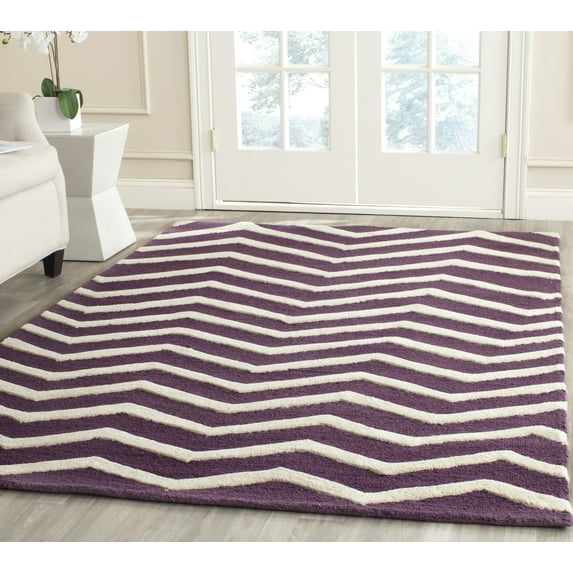 SAFAVIEH Cambridge Leon Geometric Wool Area Rug, Purple/Ivory, 5' x 8'