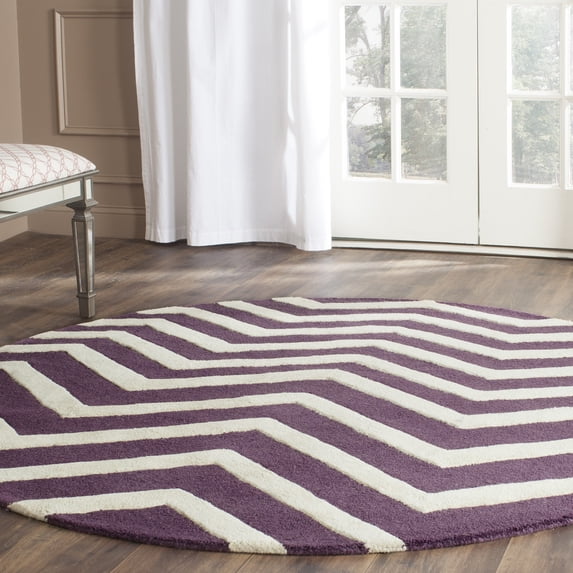 SAFAVIEH Cambridge Leon Geometric Wool Area Rug, Purple/Ivory, 6' x 6' Round