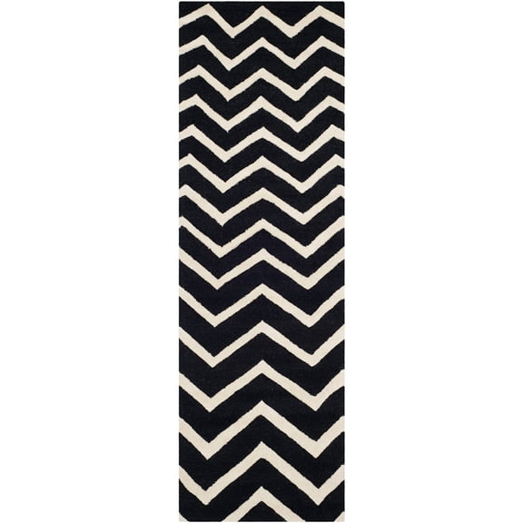 SAFAVIEH Cambridge Leon Geometric Wool Runner Rug, Black/Ivory, 2'6" x 8'