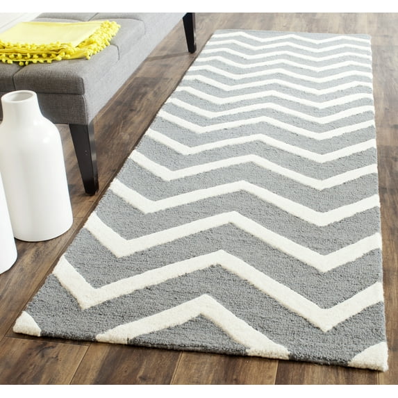 SAFAVIEH Cambridge Leon Geometric Wool Runner Rug, Dark Gray/Ivory, 2'6" x 10'