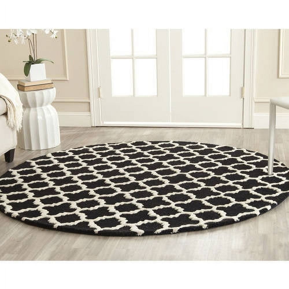 Black and Ivory Hand-Tufted Wool Geometric Area Rug 8' x 10'