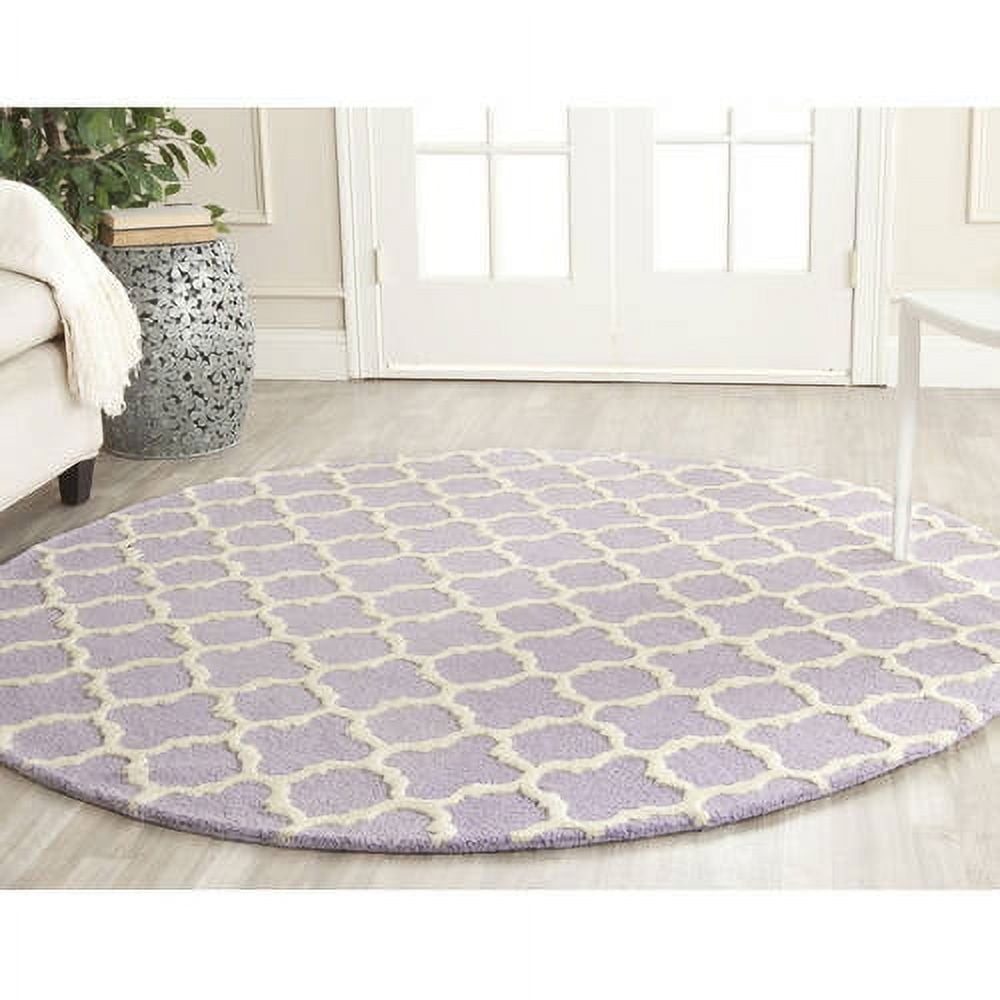Hand-Tufted Elegance Wool Area Rug in Lavender & Ivory, 3' x 5'