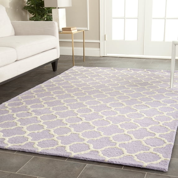 SAFAVIEH Cambridge Leonard Geometric Wool Area Rug, Lavender/Ivory, 5' x 8'