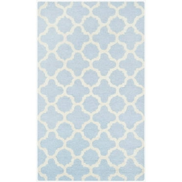 SAFAVIEH Cambridge Leonard Geometric Wool Area Rug, Light Blue/Ivory, 2' x 3'