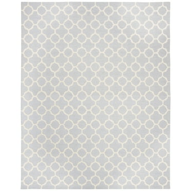 SAFAVIEH Cambridge Leonard Geometric Wool Area Rug, Light Blue/Ivory, 6' x 6' Round