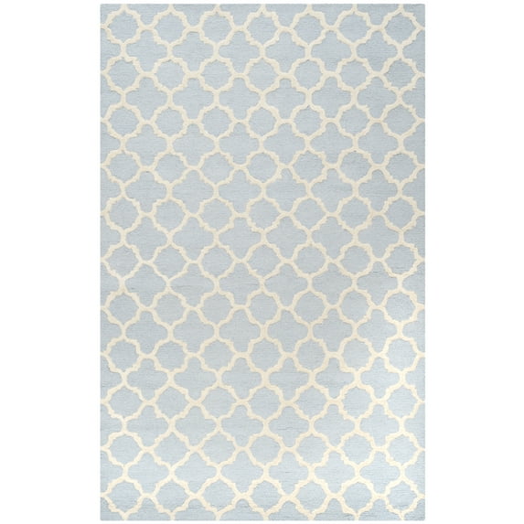 SAFAVIEH Cambridge Leonard Geometric Wool Area Rug, Light Blue/Ivory, 6' x 9'