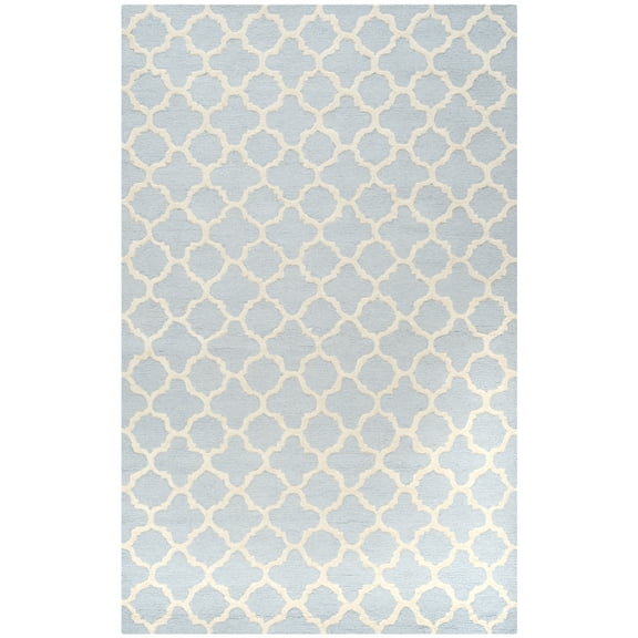 SAFAVIEH Cambridge Leonard Geometric Wool Area Rug, Light Blue/Ivory, 6' x 9'