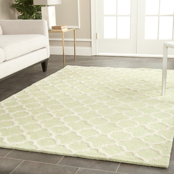 SAFAVIEH Cambridge Leonard Geometric Wool Area Rug, Light Green/Ivory, 2' x 3'
