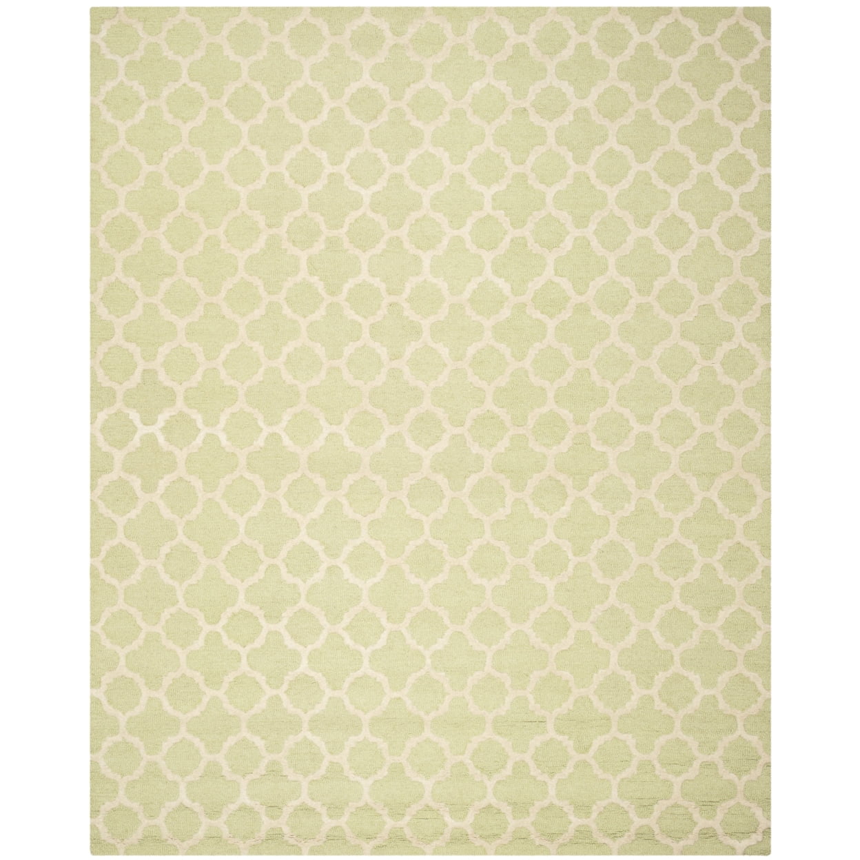 Hand-Tufted Light Green and Ivory Wool Square Area Rug