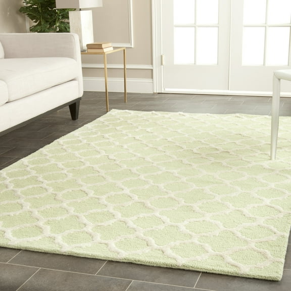 SAFAVIEH Cambridge Leonard Geometric Wool Area Rug, Light Green/Ivory, 8' x 10'