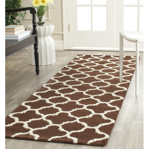 SAFAVIEH Cambridge Leonard Geometric Wool Runner Rug, Dark Brown/Ivory, 2'6" x 6'